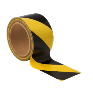 Ostrzegawcza taśma klejąca z PVC czarno-żółta<br><span>