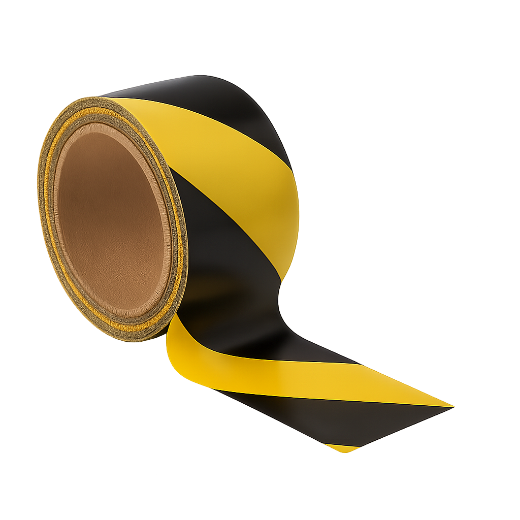 Ostrzegawcza taśma klejąca z PVC czarno-żółta<br><span>