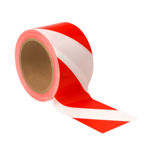 Ostrzegawcza taśma klejąca z PVC czerwono-biała<br><span>