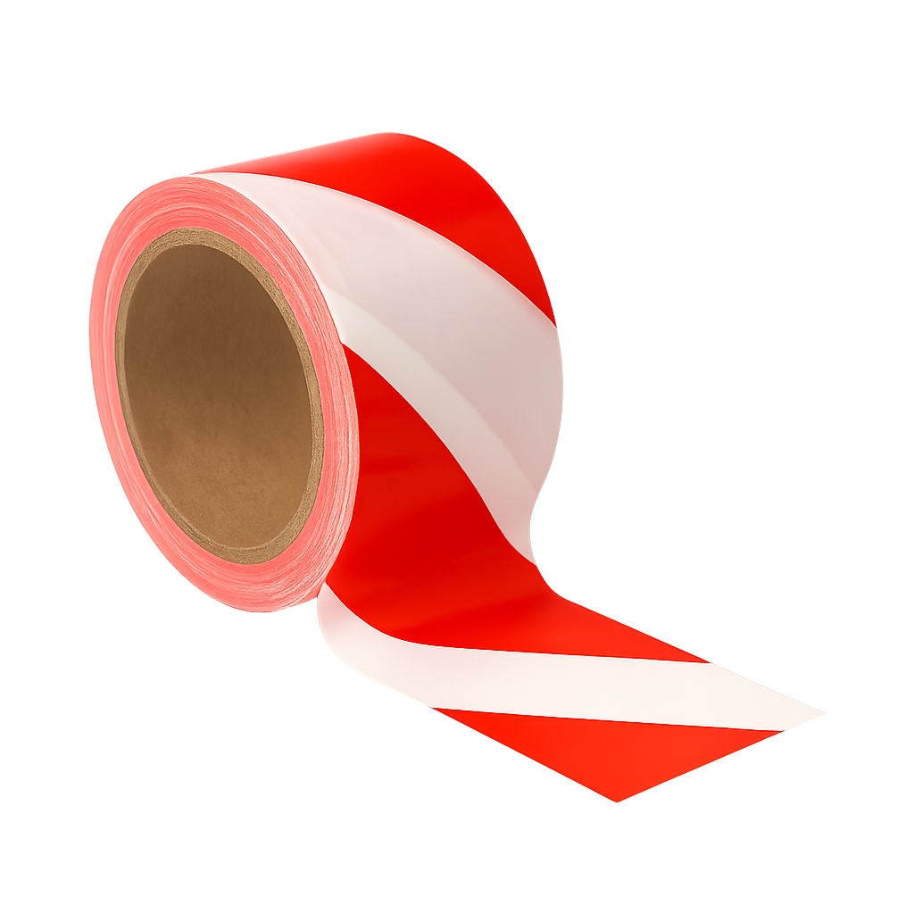 Ostrzegawcza taśma klejąca z PVC czerwono-biała<br><span>